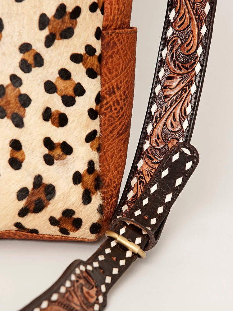 American Darling Tote Hand Tooled Hair-On Genuine Leather