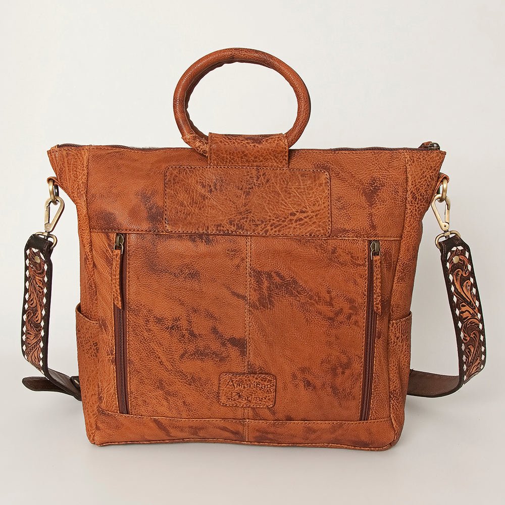 American Darling Tote Hand Tooled Hair-On Genuine Leather