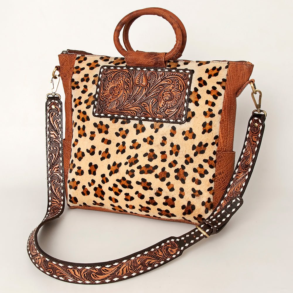 American Darling Tote Hand Tooled Hair-On Genuine Leather