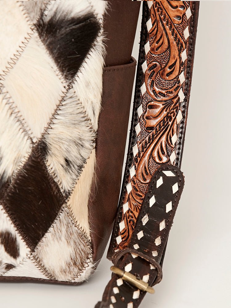 American Darling Tote Hand Tooled Hair-On Genuine Leather