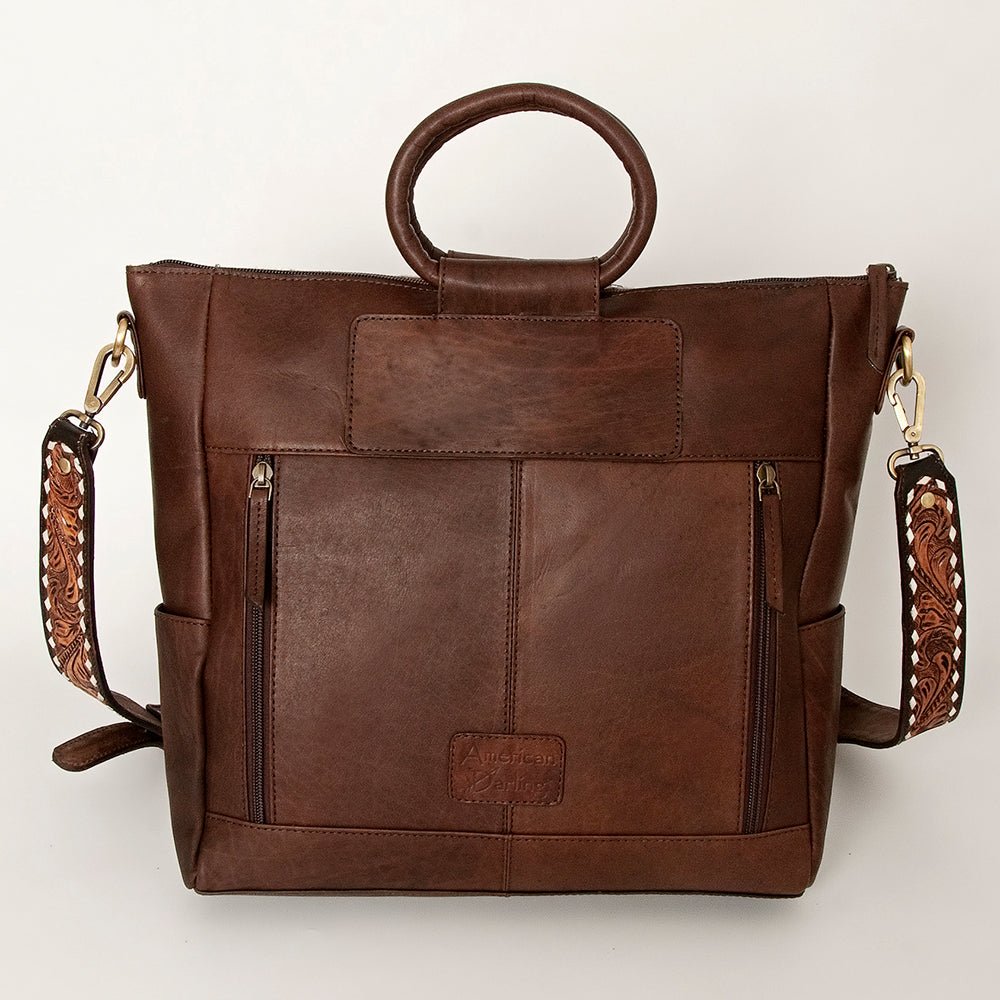 American Darling Tote Hand Tooled Hair-On Genuine Leather
