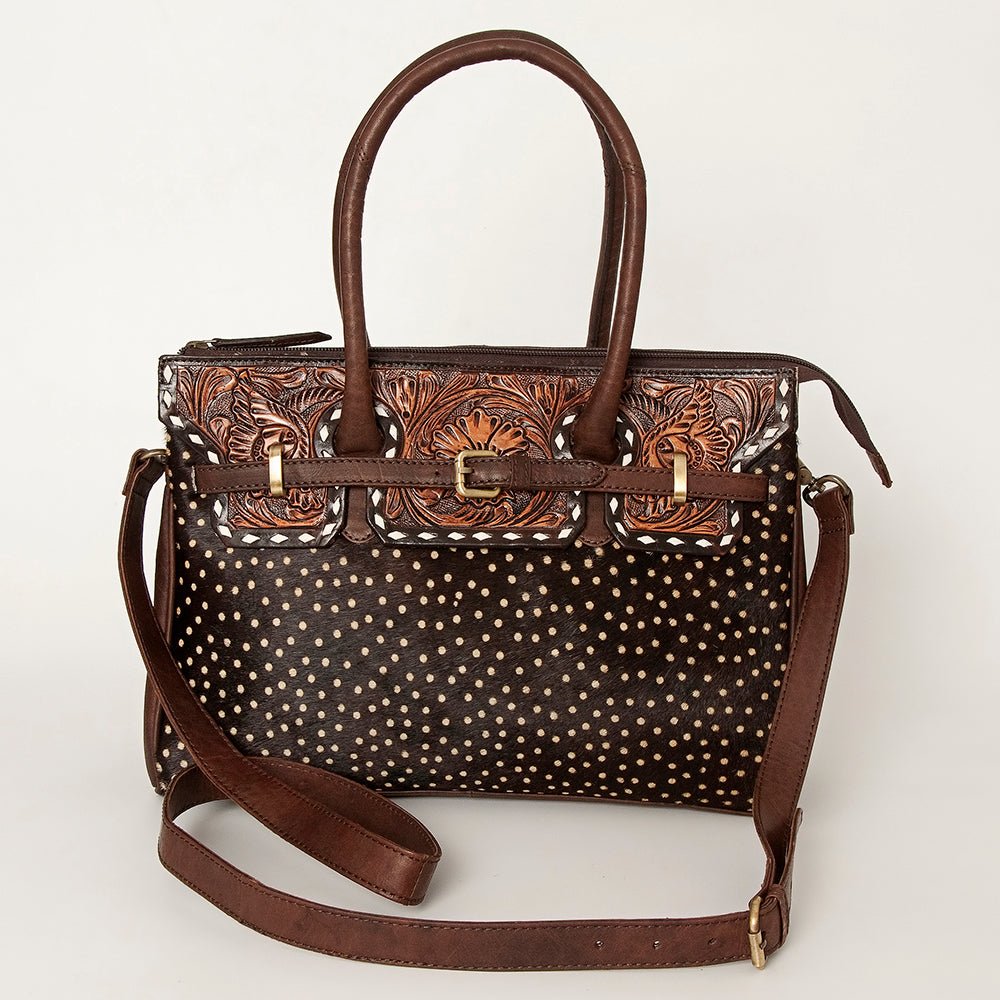 American Darling Tote Hand Tooled Hair-On Genuine Leather