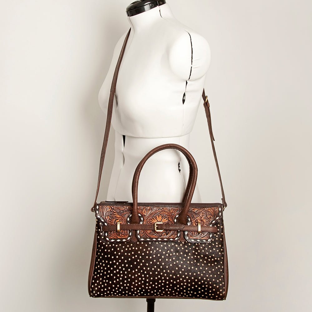 American Darling Tote Hand Tooled Hair-On Genuine Leather