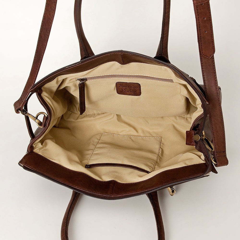 American Darling Tote Hand Tooled Hair-On Genuine Leather