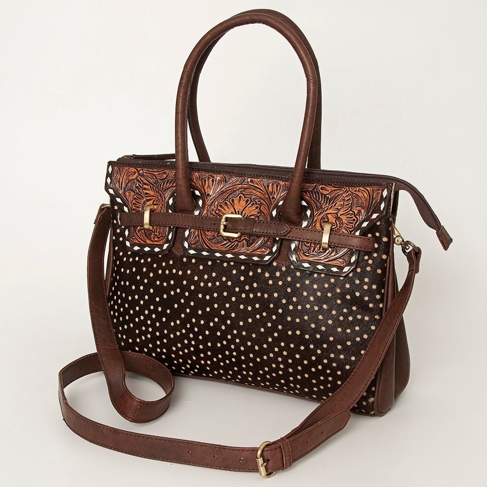 American Darling Tote Hand Tooled Hair-On Genuine Leather