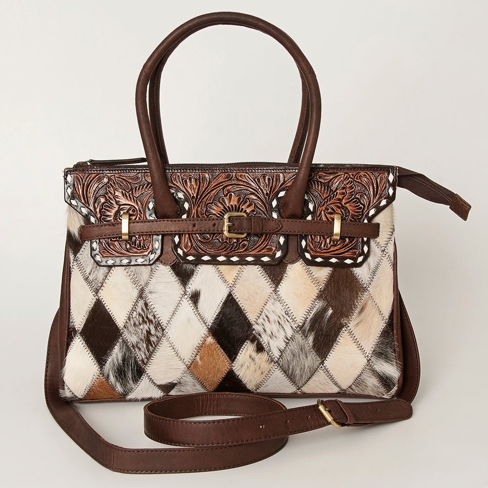 American Darling Tote Hand Tooled Hair-On Genuine Leather