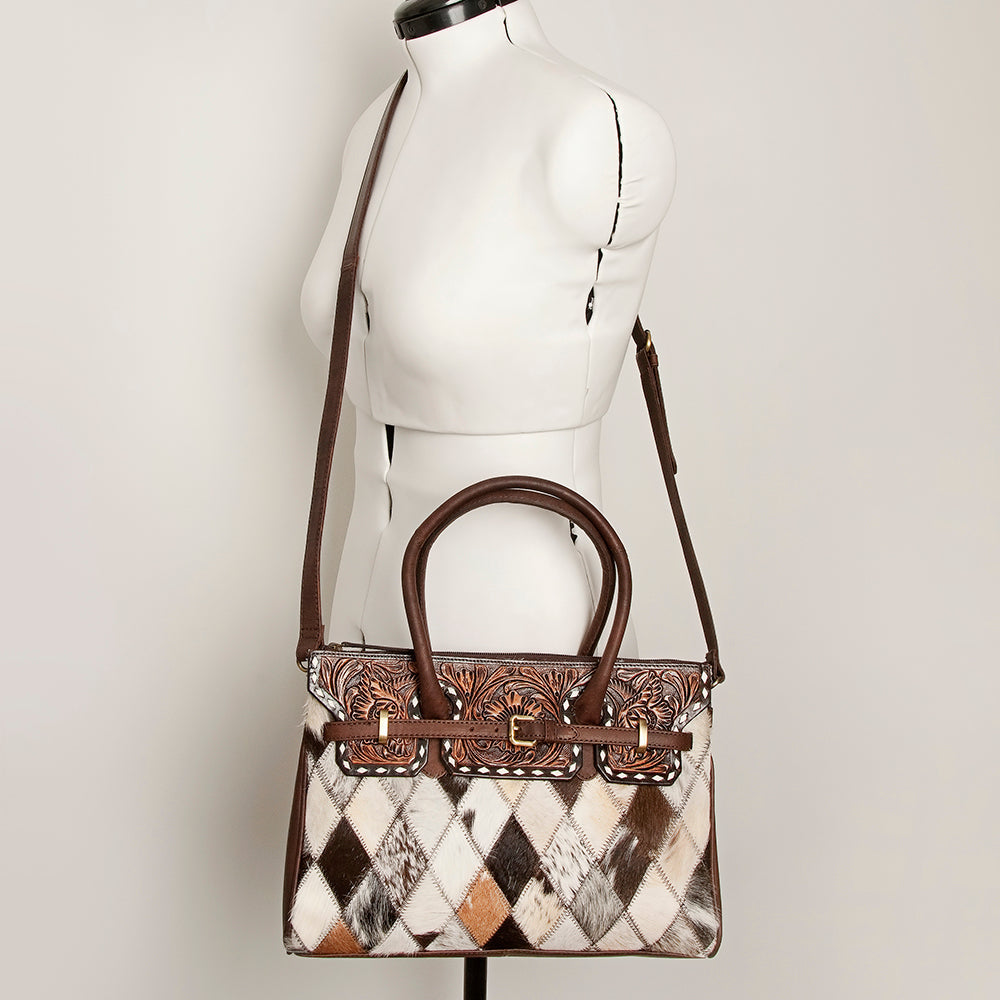 American Darling Tote Hand Tooled Hair on Genuine Leather Western Women Bag Handbag Purse | Travel Bags College Casual