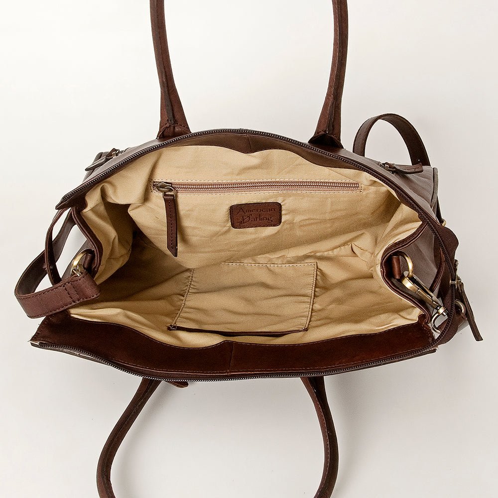 American Darling Tote Hand Tooled Hair-On Genuine Leather