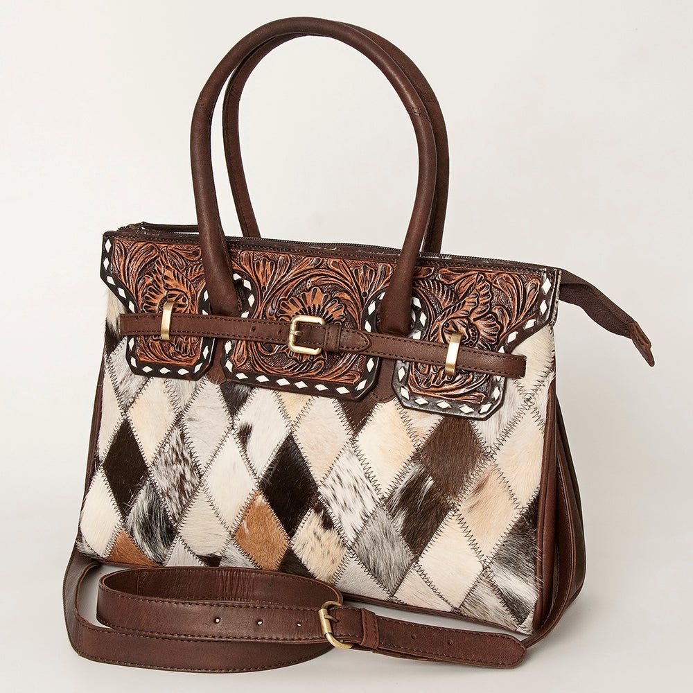American Darling Tote Hand Tooled Hair-On Genuine Leather