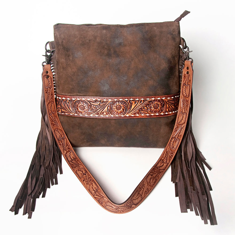 American Darling Crossbody Hand Tooled Hair-On Genuine Leather