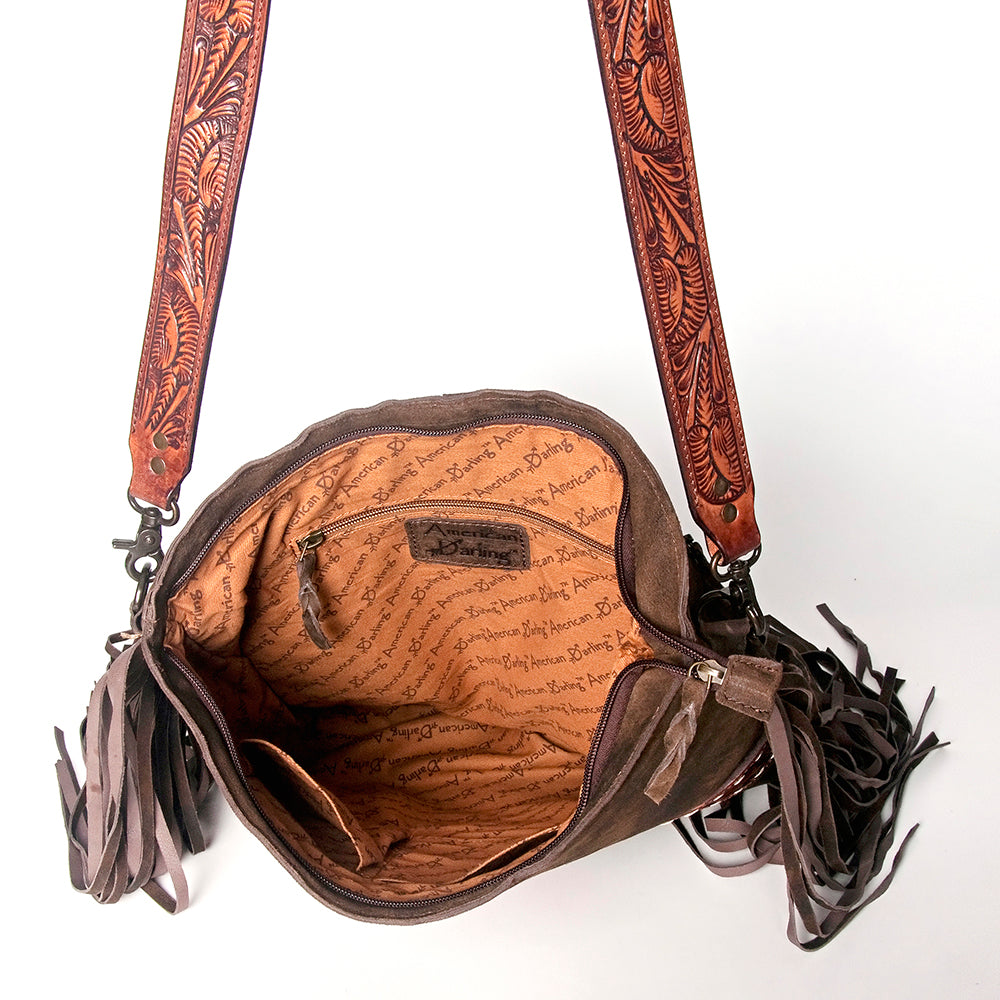 American Darling Crossbody Hand Tooled Hair-On Genuine Leather
