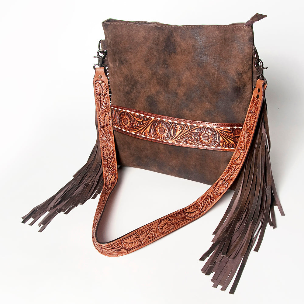 American Darling Crossbody Hand Tooled Hair-On Genuine Leather