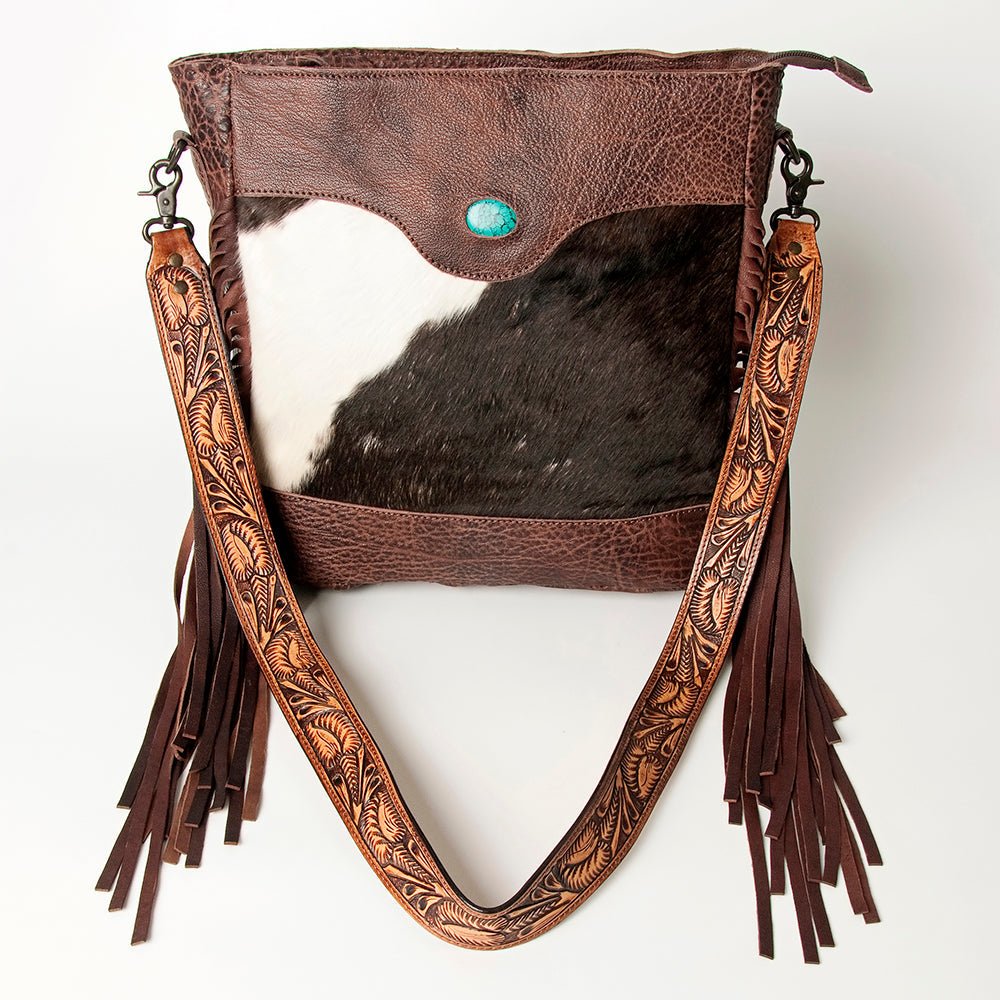American Darling Large Crossbody Hand Tooled Hair-On Genuine Leather