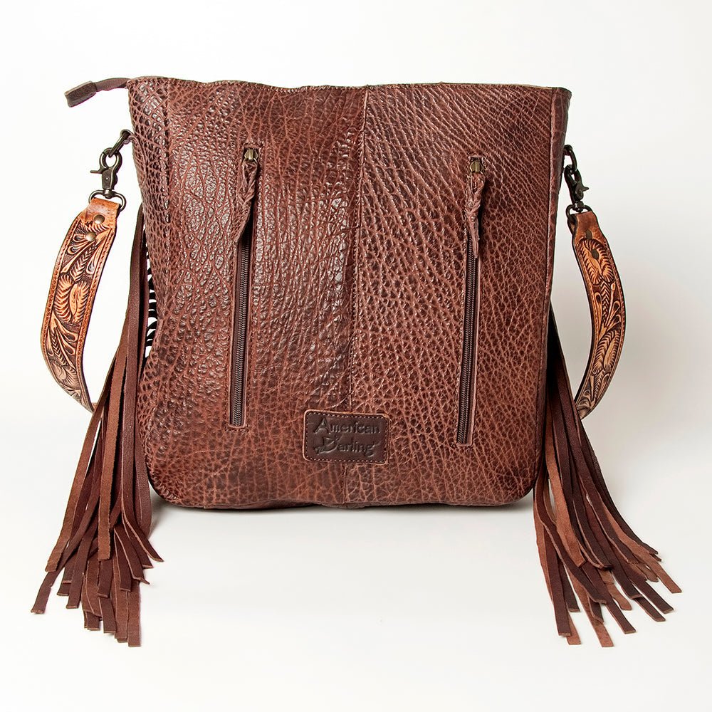 American Darling Large Crossbody Hand Tooled Hair-On Genuine Leather