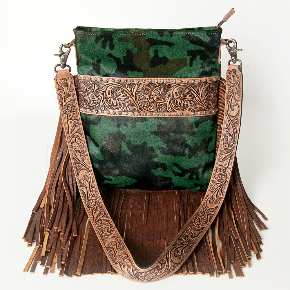 American Darling Messenger Hand Tooled Hair On Genuine Leather Western Women Bag Handbag Purse | Cute