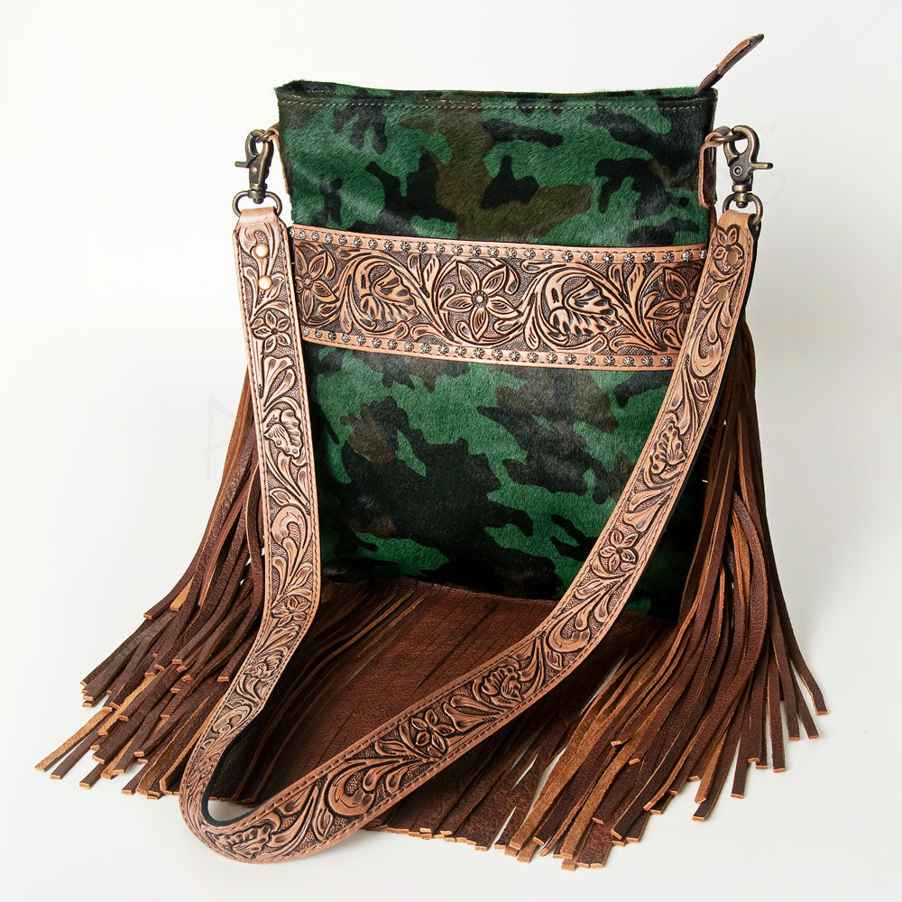 American Darling Messenger Hand Tooled Hair On Genuine Leather Western Women Bag Handbag Purse | Cute