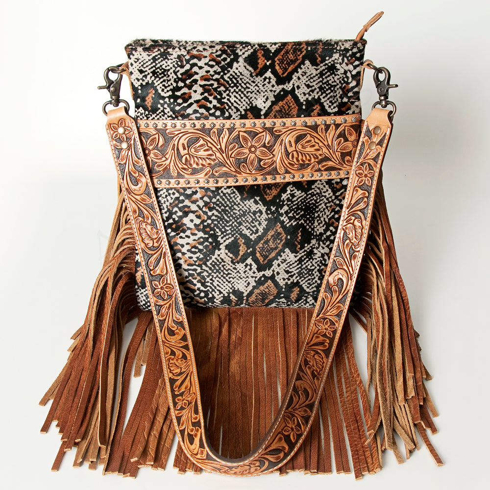 American Darling Messenger Hand Tooled Hair On Genuine Leather Western Women Bag Handbag Purse | Cute
