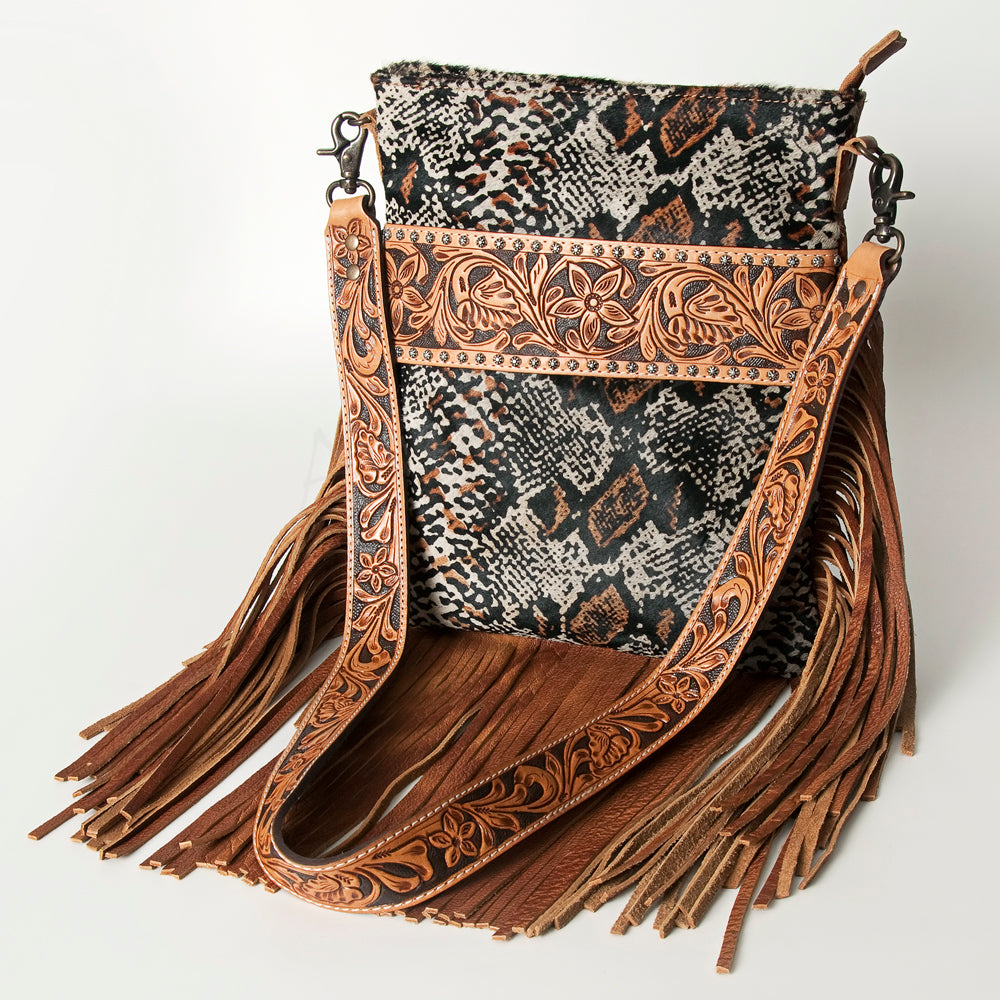 American Darling Messenger Hand Tooled Hair On Genuine Leather Western Women Bag Handbag Purse | Cute