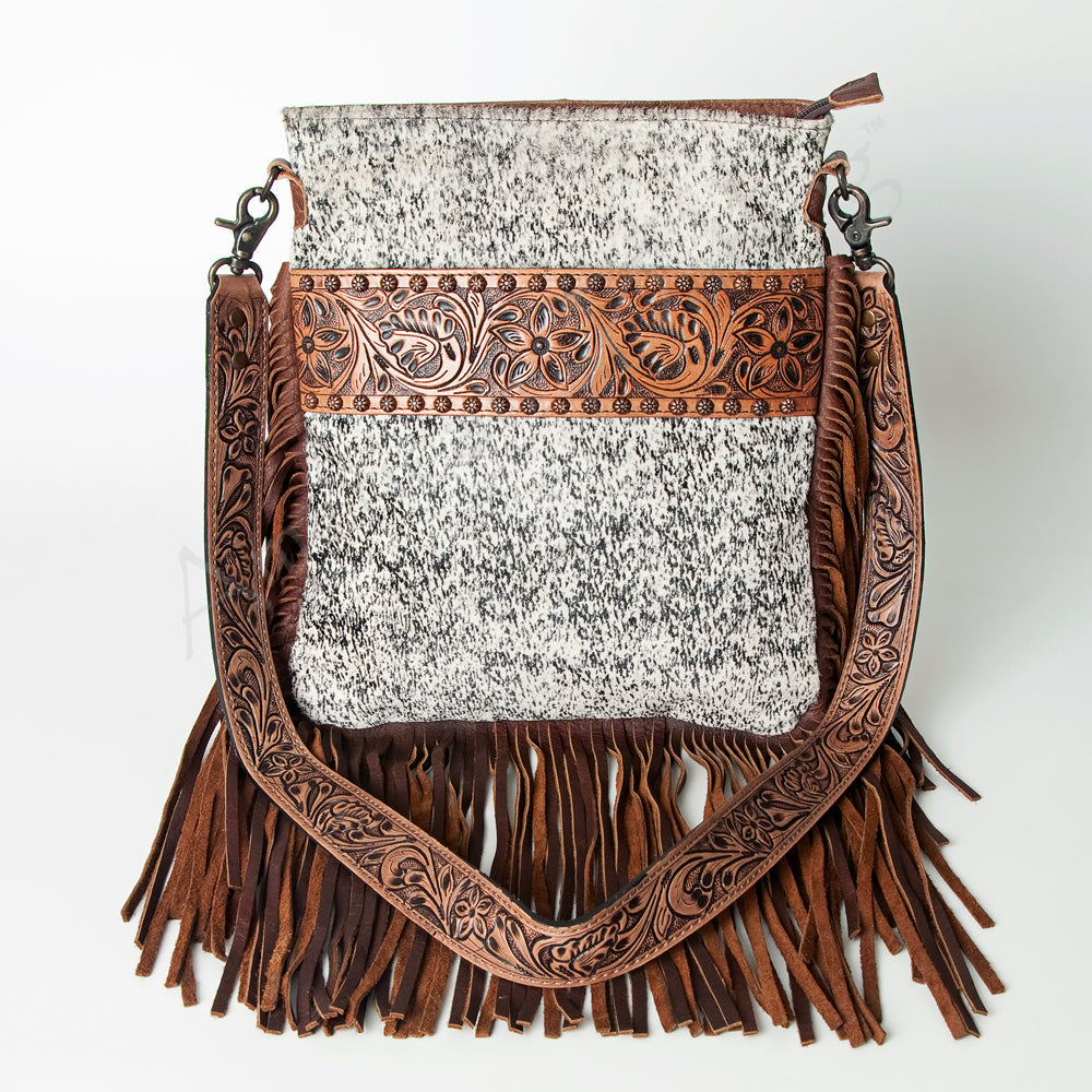 American Darling Messenger Hand Tooled Hair On Genuine Leather Western Women Bag Handbag Purse | Cute