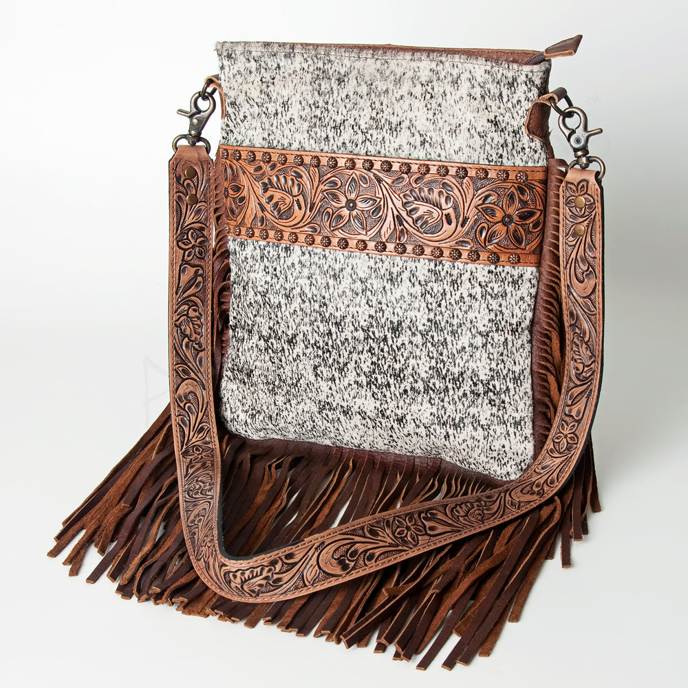 American Darling Messenger Hand Tooled Hair On Genuine Leather Western Women Bag Handbag Purse | Cute