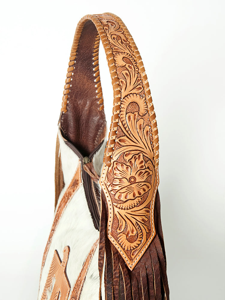 Hobo Hair On Saddle Blanket Genuine Leather Western Bag For Women