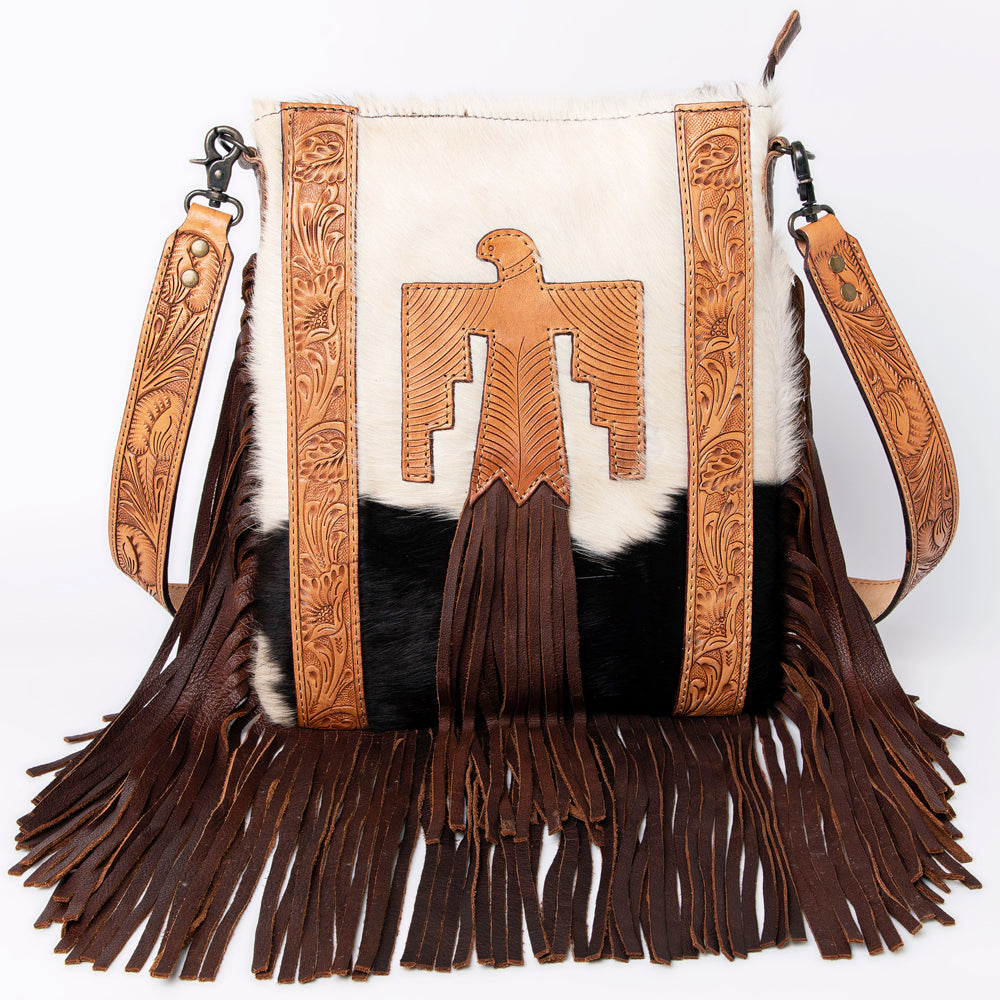 American Darling Messenger Hand Tooled Hair On Genuine Leather Western Women Bag Handbag Purse | Cute