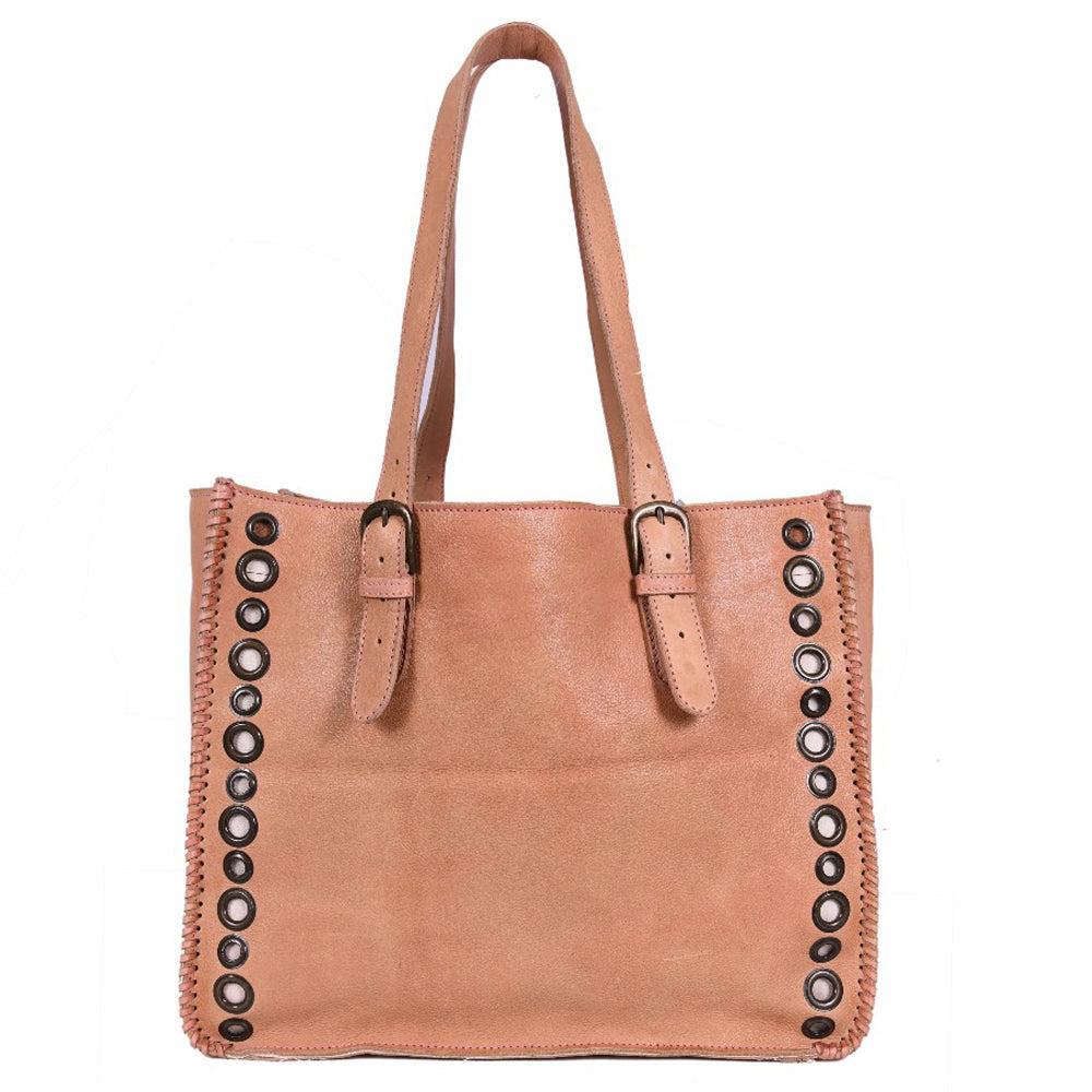 Never Mind Tote Vintage Handmade Genuine Cowhide Leather