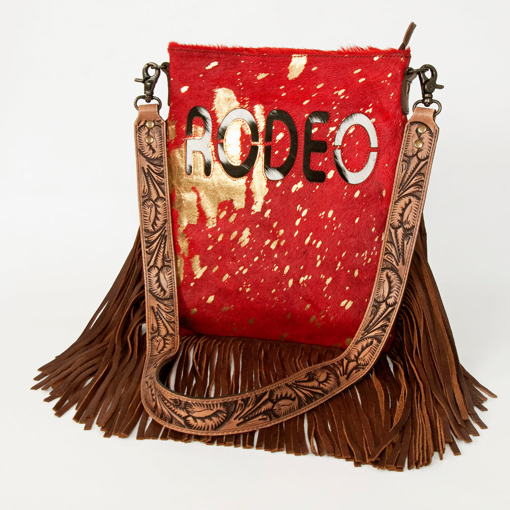 American Darling Messenger Hand Tooled Hair On Genuine Leather Western Women Bag Handbag Purse | Cute