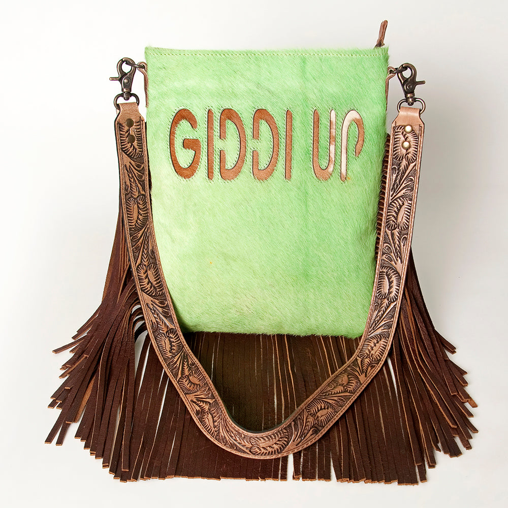 American Darling Messenger Hand Tooled Hair On Genuine Leather Western Women Bag Handbag Purse | Cute