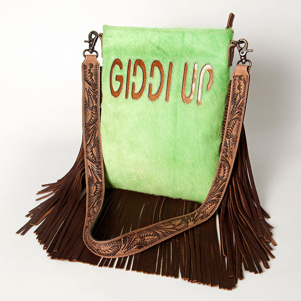 American Darling Messenger Hand Tooled Hair On Genuine Leather Western Women Bag Handbag Purse | Cute
