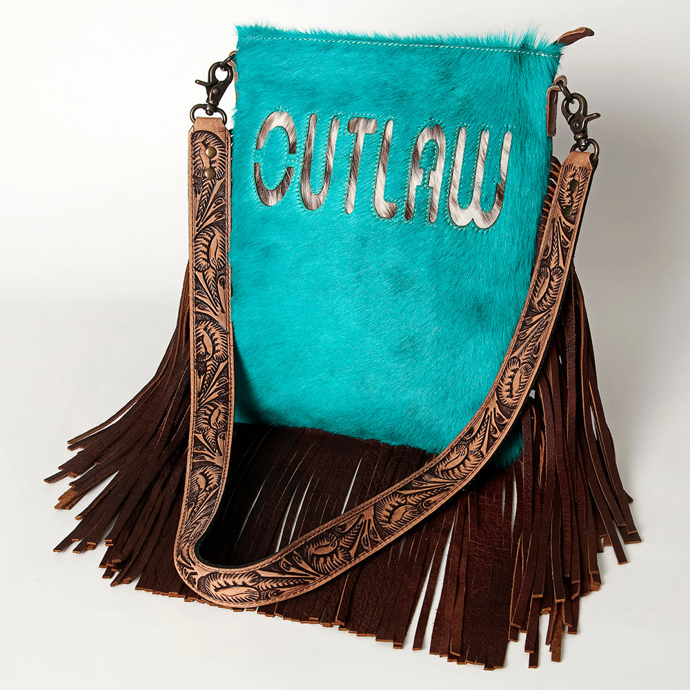 American Darling Messenger Hand Tooled Hair On Genuine Leather Western Women Bag Handbag Purse | Cute