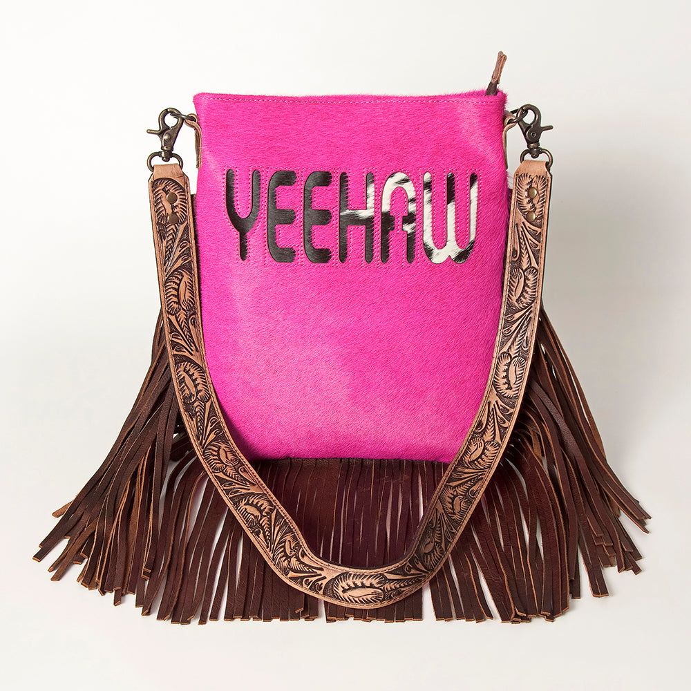 American Darling Messenger Hand Tooled Hair On Genuine Leather Western Women Bag Handbag Purse | Cute
