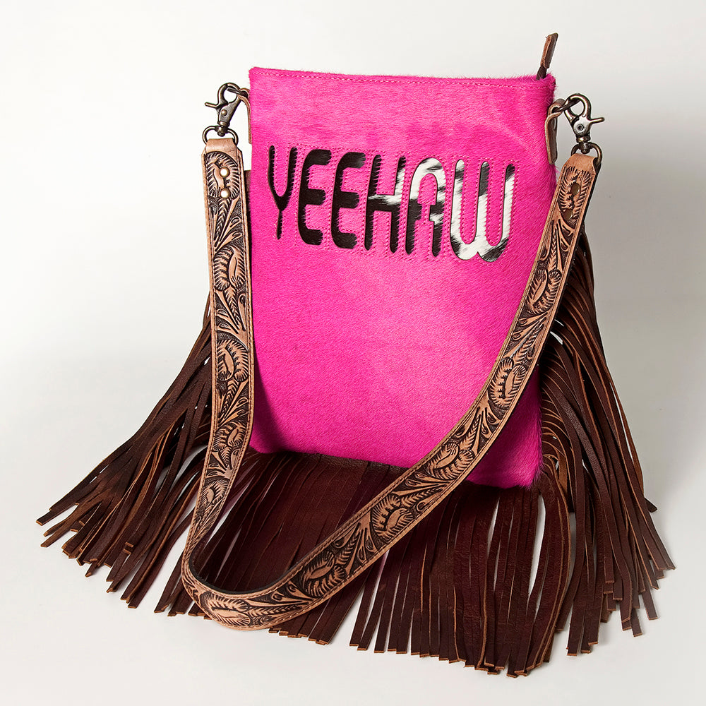 American Darling Messenger Hand Tooled Hair On Genuine Leather Western Women Bag Handbag Purse | Cute