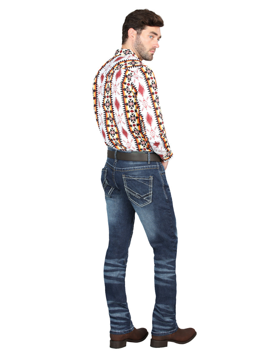 El Norteño Medium Blue Skinny Stretch Pants 126628 — view 3