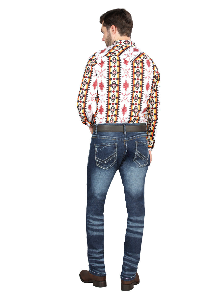 El Norteño Medium Blue Skinny Stretch Pants 126628 — view 4