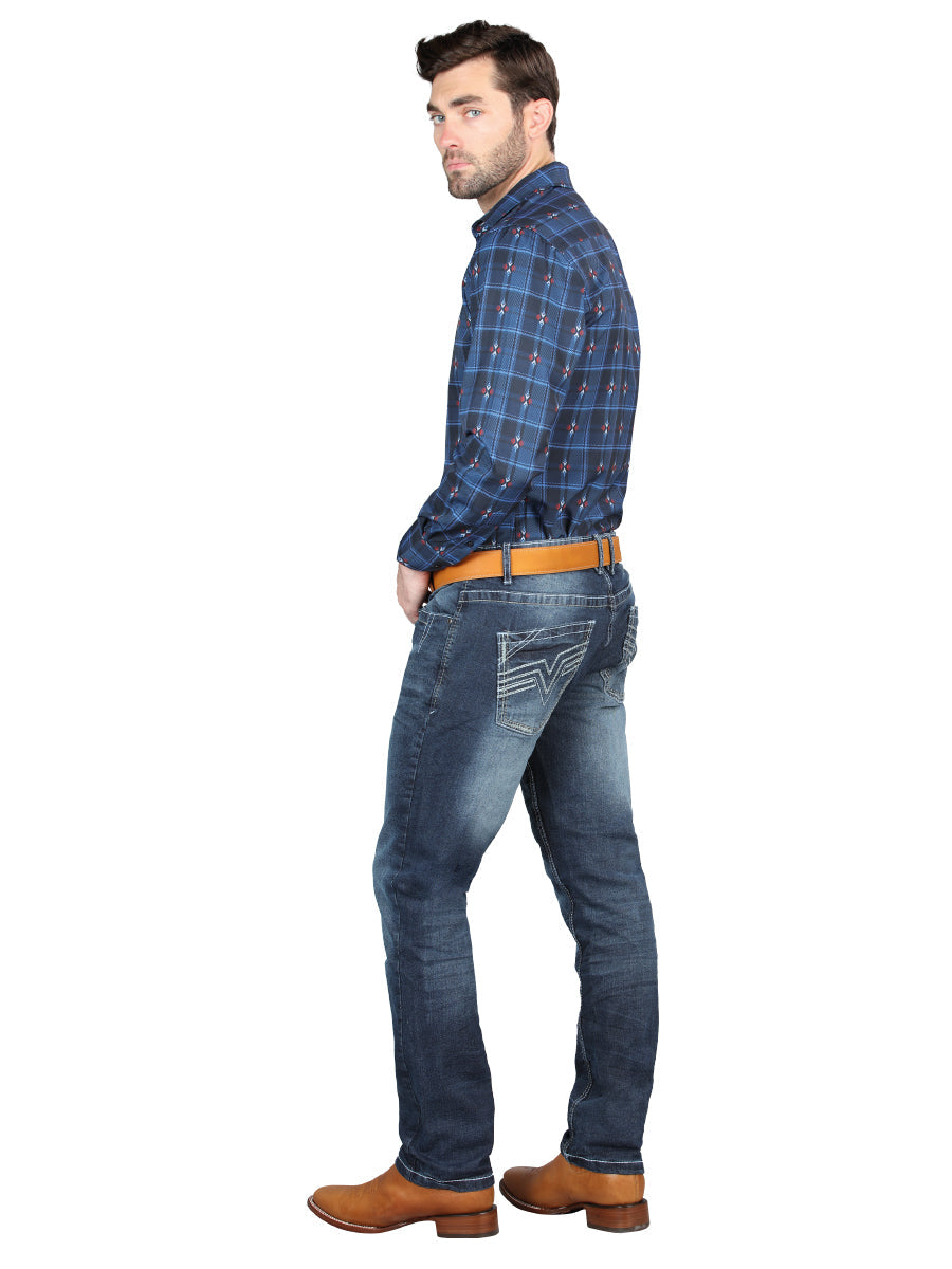El Norteño Medium Blue Skinny Stretch Pants 126631 — view 3