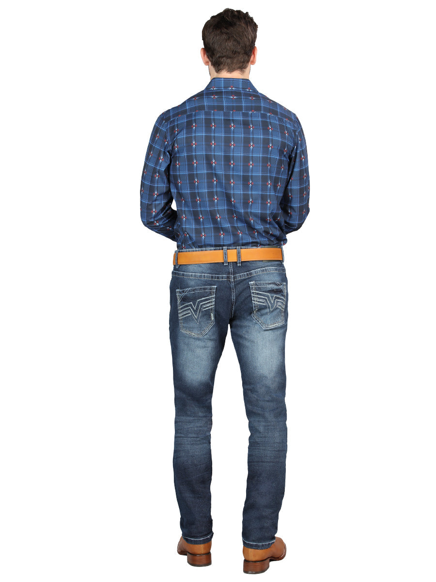 El Norteño Medium Blue Skinny Stretch Pants 126631 — view 4