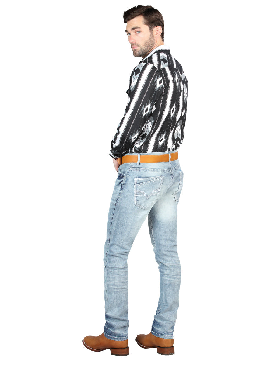 El Norteño Light Blue Skinny Stretch Pants 126632 — view 3