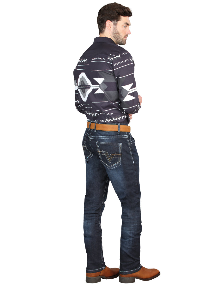 El Norteño Skinny Stretch Denim Pants In Dark Blue 126635 — view 3