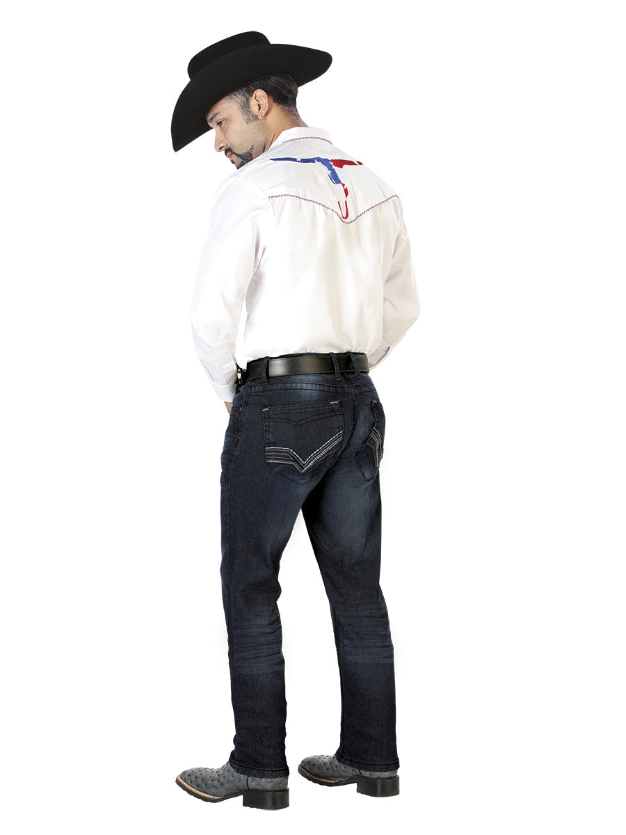 El Señor de los Cielos Embroidery Shirt White/Red 126672 — view 2