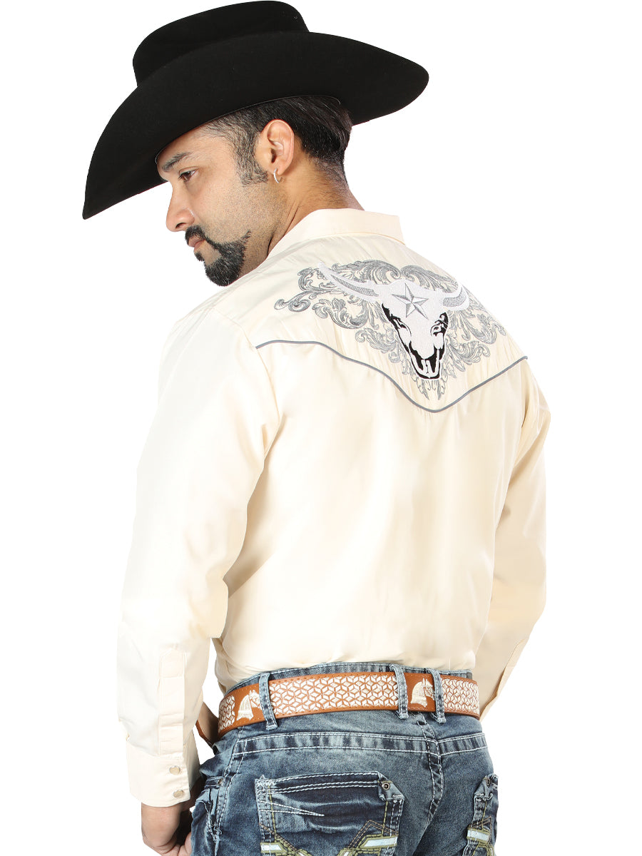 El Señor de los Cielos Embroidery Shirt Beige/Gray 126679 — view 2
