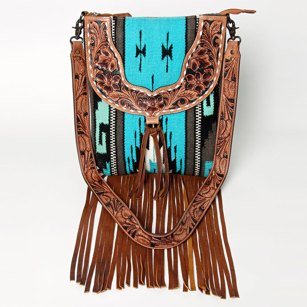 American Darling Crossbody Hand Tooled Hair-on Genuine Leather