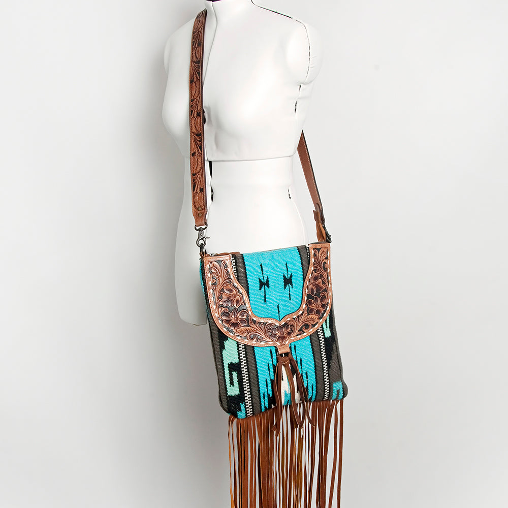 American Darling Crossbody Hand Tooled Hair-on Genuine Leather