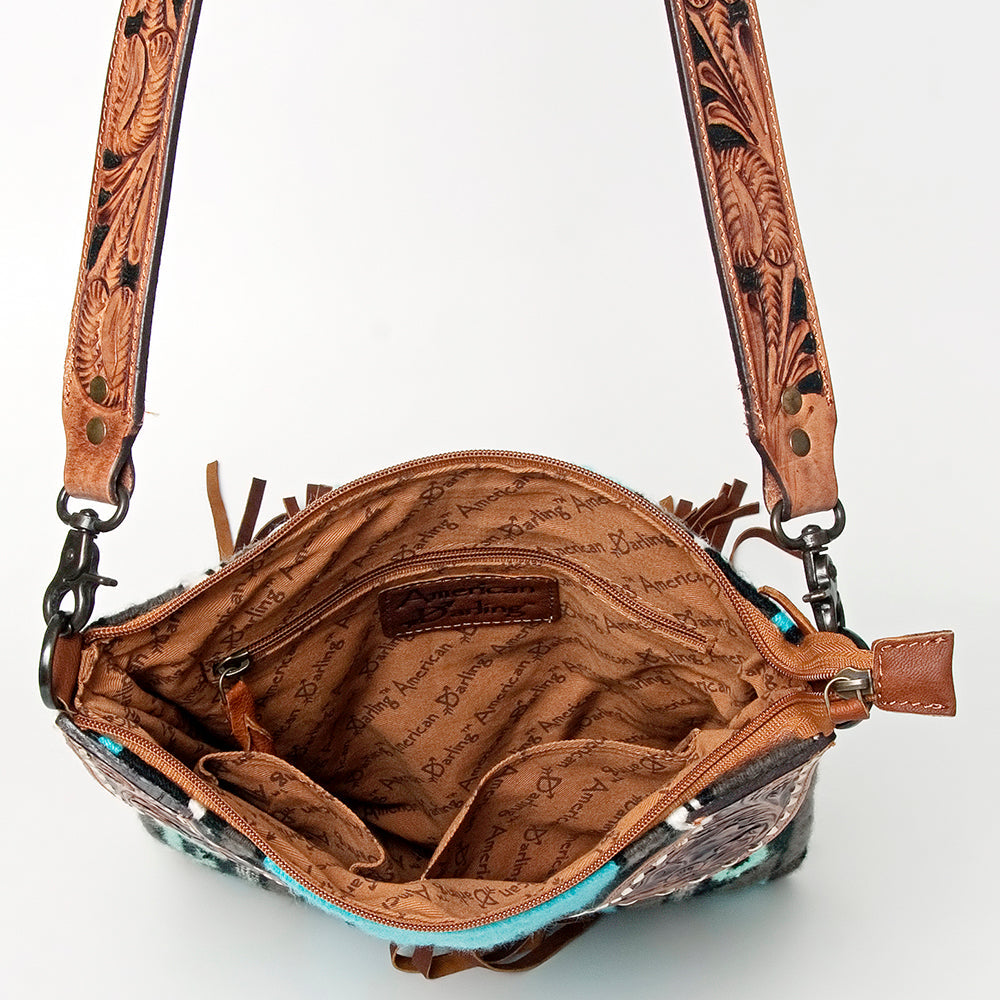 American Darling Crossbody Hand Tooled Hair-on Genuine Leather