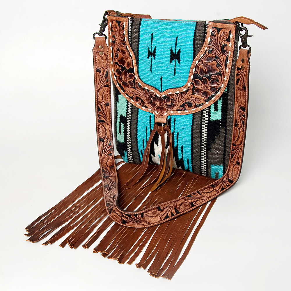 American Darling Crossbody Hand Tooled Hair-on Genuine Leather