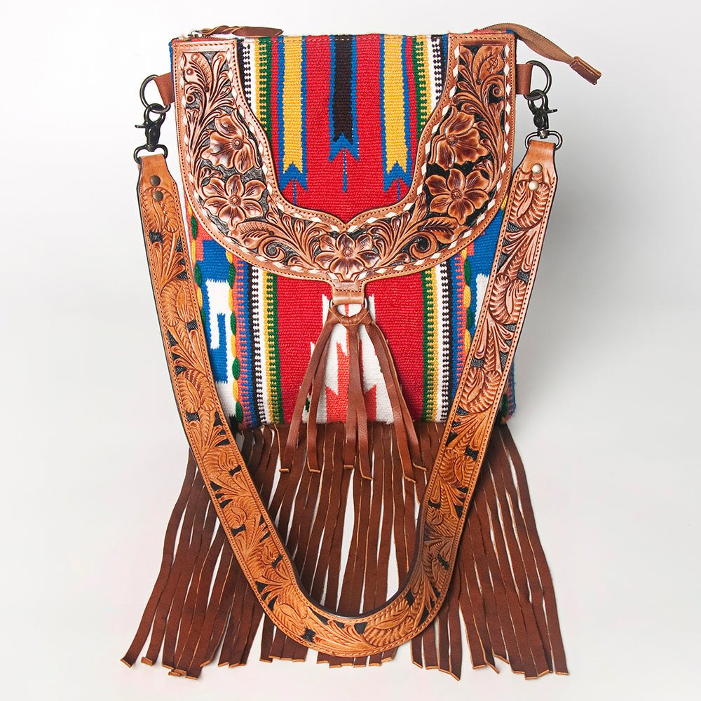 American Darling Crossbody Hand Tooled Hair-on Genuine Leather