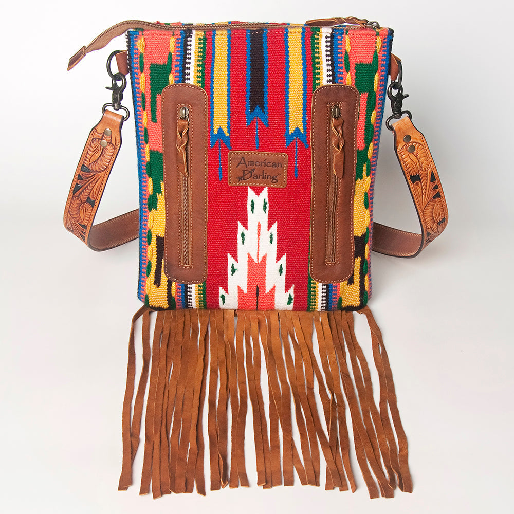 American Darling Crossbody Hand Tooled Hair-on Genuine Leather
