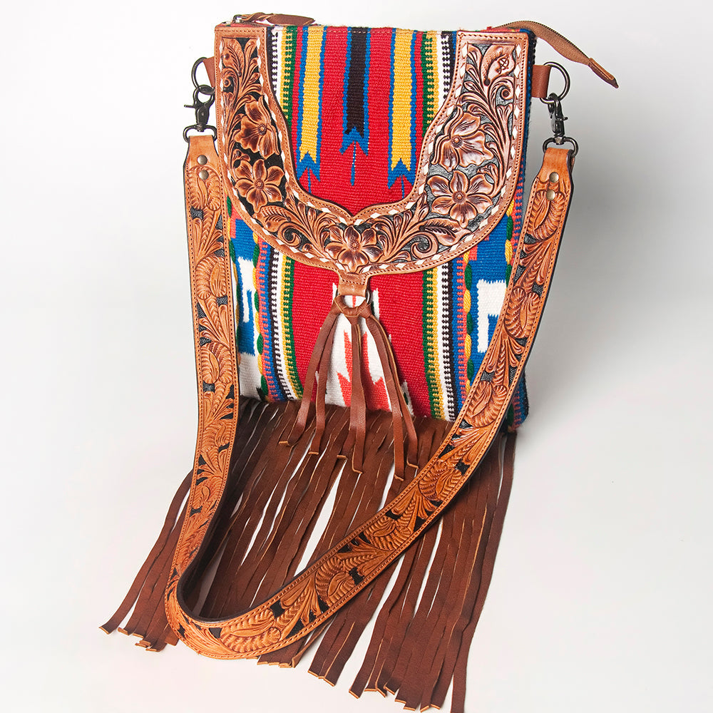 American Darling Crossbody Hand Tooled Hair-on Genuine Leather