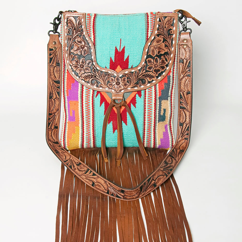 American Darling Crossbody Hand Tooled Hair-on Genuine Leather