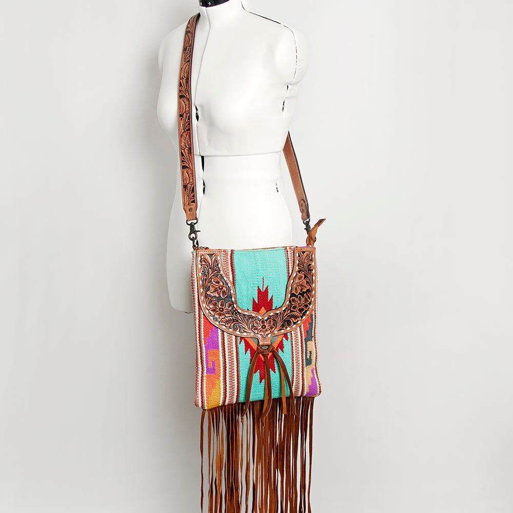 American Darling Crossbody Hand Tooled Hair-on Genuine Leather